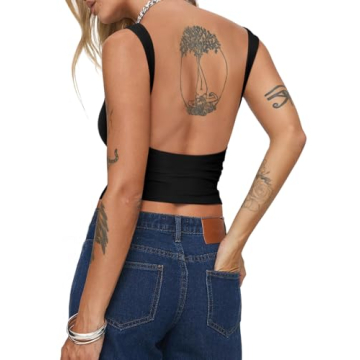 REORIA High Neck Backless Tank Top for Stylish Women