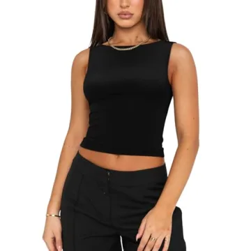 REORIA High Neck Backless Tank Top for Stylish Women