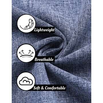 COOFANDY Men's Linen Shirt Casual Shirts Short Sleeve Shirts Button Down Linen Beach Shirts for Men Summer Outfit Denim Blue