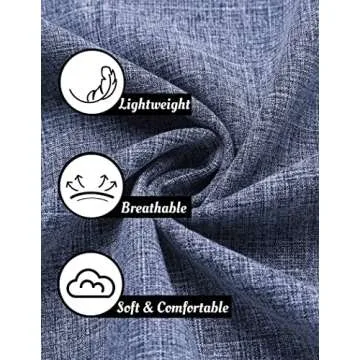 COOFANDY Men's Linen Shirt Casual Shirts Short Sleeve Shirts Button Down Linen Beach Shirts for Men Summer Outfit Denim Blue