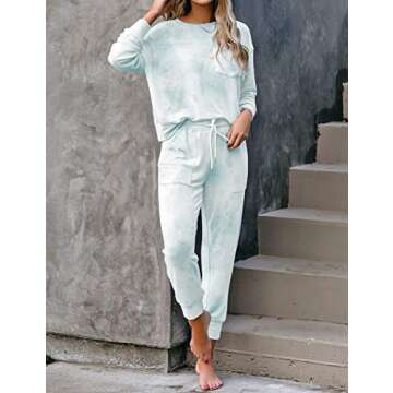 LookbookStore Two Pieces Outfits Home Loungewear for Women Cozy Tie Dye Lounge Sets Pajama Sets Long...