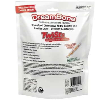 DreamBone Twist Sticks, Wrapped With Real Chicken, Rawhide-Free Chews For Dogs, 50 Count