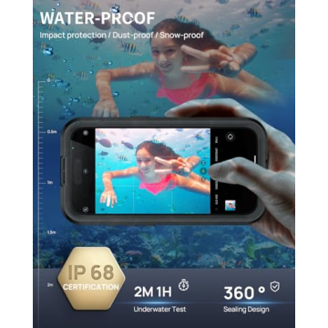 Lanhiem Magnetic for iPhone 16 Pro Max Case, IP68 Waterproof Dustproof Case, [Compatible with Magsafe] [Built-in Screen Protector] Full Body Heavy Duty Rugged Phone Cover 6.9 inch, Black/Clear