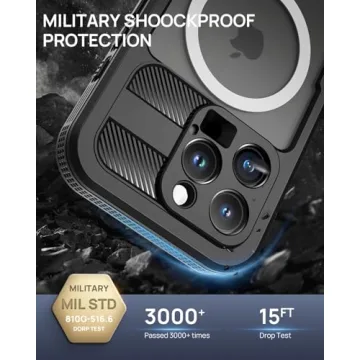 Lanhiem Magnetic for iPhone 16 Pro Max Case, IP68 Waterproof Dustproof Case, [Compatible with Magsafe] [Built-in Screen Protector] Full Body Heavy Duty Rugged Phone Cover 6.9 inch, Black/Clear