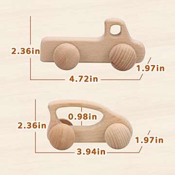 TOY Life Wooden Toys Cars, Montessori Toys for Babies 0-6-12 Months, Rattle Toy Cars for Toddlers 1-3, Christmas Wooden Baby Toys Gift 1 Year Old, Baby Boy Nursery Decor, 1 Year Old Boy Birthday Gift