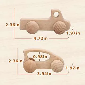 TOY Life Wooden Toys Cars, Montessori Toys for Babies 0-6-12 Months, Rattle Toy Cars for Toddlers 1-3, Christmas Wooden Baby Toys Gift 1 Year Old, Baby Boy Nursery Decor, 1 Year Old Boy Birthday Gift
