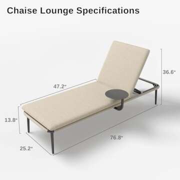 EAST OAK Adjustable Outdoor Chaise Lounge with Cushion - 2024