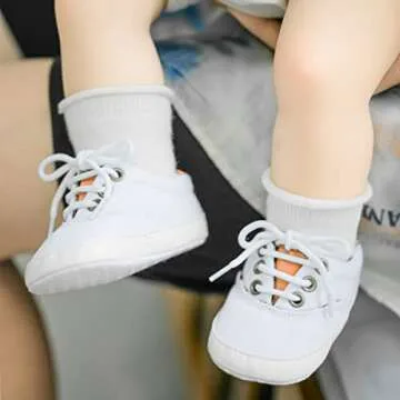 Morbido Infant Baby Boys Girls Canvas Sneaker Toddler Slip On Anti Skid Newborn First Walkers Candy Shoes for 0-18 Months White