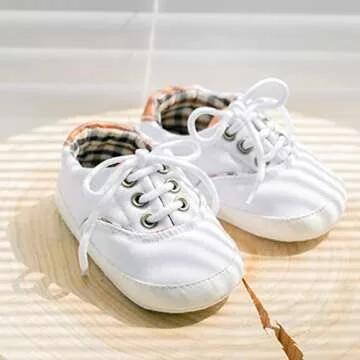 Morbido Infant Baby Boys Girls Canvas Sneaker Toddler Slip On Anti Skid Newborn First Walkers Candy Shoes for 0-18 Months White