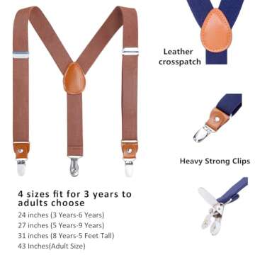 AWAYTR Kids Boys Adults Suspenders - Adjustable Sturdy Clips for All Ages
