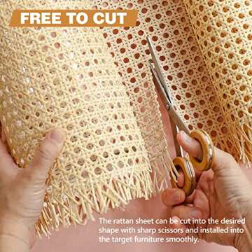 24" Width x 3.3 Feet Cane Rattan Webbing Roll for Caning Projects, Cane Webbing Sheet, Natural Pre-Woven Open Mesh Cane for Furniture Chair Cabinet Ceiling Bed Door
