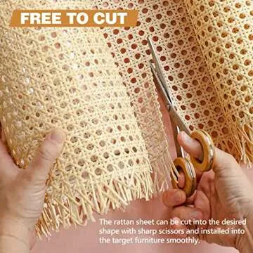 24" Width x 3.3 Feet Cane Rattan Webbing Roll for Caning Projects, Cane Webbing Sheet, Natural Pre-Woven Open Mesh Cane for Furniture Chair Cabinet Ceiling Bed Door