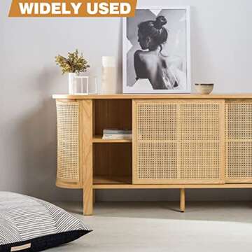 24" Width x 3.3 Feet Cane Rattan Webbing Roll for Caning Projects, Cane Webbing Sheet, Natural Pre-Woven Open Mesh Cane for Furniture Chair Cabinet Ceiling Bed Door