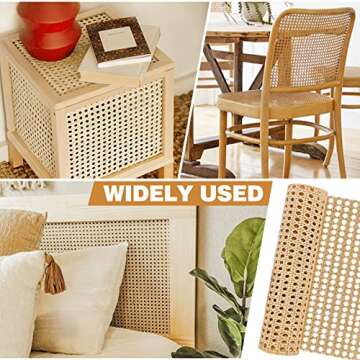 24" Width x 3.3 Feet Cane Rattan Webbing Roll for Caning Projects, Cane Webbing Sheet, Natural Pre-Woven Open Mesh Cane for Furniture Chair Cabinet Ceiling Bed Door