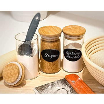 Large Glass Spice Jars with Bamboo Airtight Lids 7oz