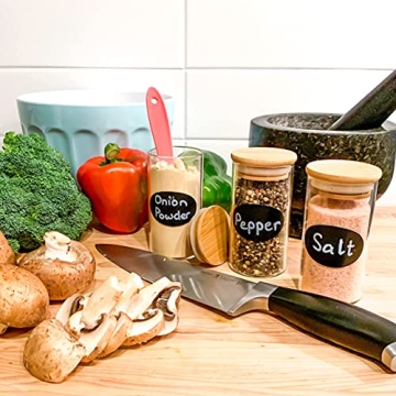 Large Glass Spice Jars with Bamboo Airtight Lids 7oz