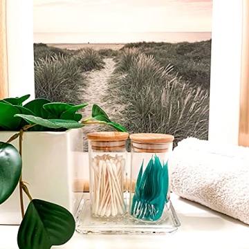 Large Glass Spice Jars with Bamboo Airtight Lids 7oz