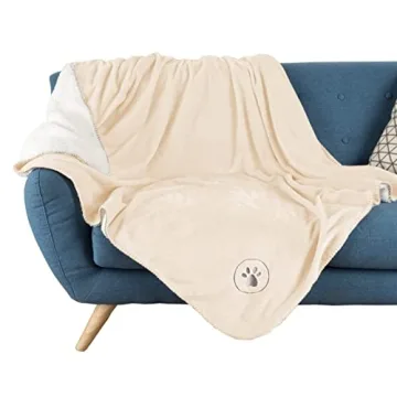 PETMAKER Waterproof Pet Blanket - Reversible Sherpa Fleece Throw