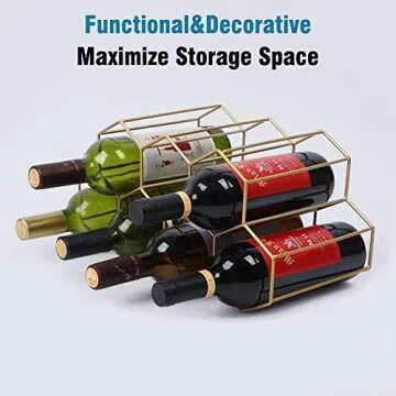 Urban Deco Brass Wine Rack - Stylish 9 Bottle Storage
