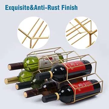 Urban Deco Brass Wine Rack - Stylish 9 Bottle Storage