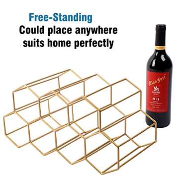 Urban Deco Brass Wine Rack - Stylish 9 Bottle Storage