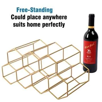 Urban Deco Brass Wine Rack - Stylish 9 Bottle Storage