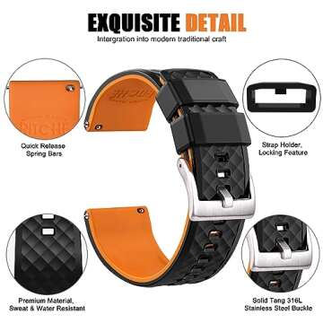 Ritche Christmas Gift 22mm Silicone Watch Band Compatible with Samsung Galaxy Watch 3 (45mm) Samsung...