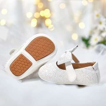 Felix & Flora Soft Sole Leather Baby Shoes - Infant Baby Walking Shoes Moccasinss Rubber Sole Crib Shoes(Light White,9-12 Months Infant)