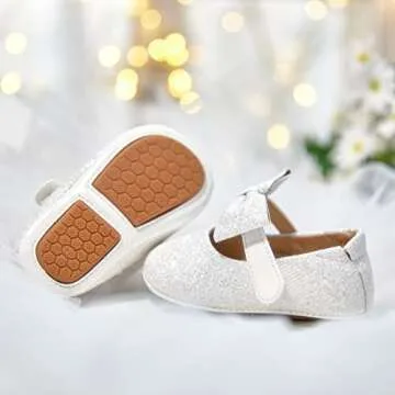 Felix & Flora Soft Sole Leather Baby Shoes - Infant Baby Walking Shoes Moccasinss Rubber Sole Crib Shoes(Light White,9-12 Months Infant)