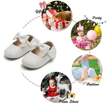 Felix & Flora Soft Sole Leather Baby Shoes - Infant Baby Walking Shoes Moccasinss Rubber Sole Crib Shoes(Light White,9-12 Months Infant)