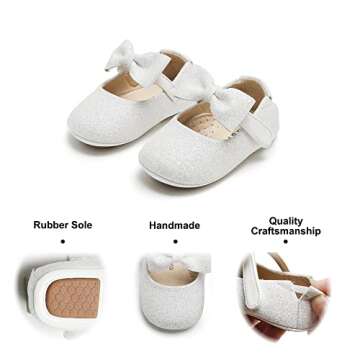 Felix & Flora Soft Sole Leather Baby Shoes - Infant Baby Walking Shoes Moccasinss Rubber Sole Crib Shoes(Light White,9-12 Months Infant)