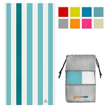 SUN CUBE Microfiber Beach Towel, Quick Dry Sand Free Beach Towel, Lightweight, Compact for Travel Sw...