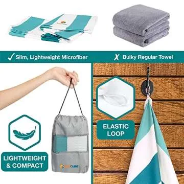 SUN CUBE Microfiber Beach Towel, Quick Dry Sand Free Beach Towel, Lightweight, Compact for Travel Swim Sports Camping, Packable Sand Resistant Towel Adult, Light Blue 60x30 Inches