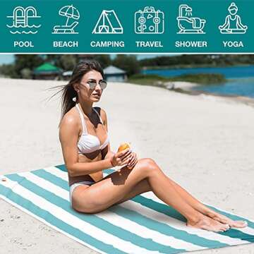 SUN CUBE Microfiber Beach Towel, Quick Dry Sand Free Beach Towel, Lightweight, Compact for Travel Swim Sports Camping, Packable Sand Resistant Towel Adult, Light Blue 60x30 Inches