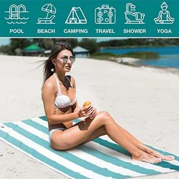 SUN CUBE Microfiber Beach Towel, Quick Dry Sand Free Beach Towel, Lightweight, Compact for Travel Swim Sports Camping, Packable Sand Resistant Towel Adult, Light Blue 60x30 Inches