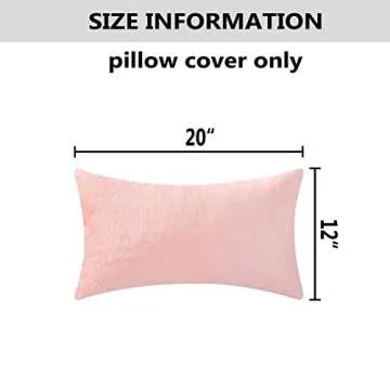Home Brilliant Pink Pillow Covers 12x20 Decorations Plush Fluffy Faux Fur Throw Pillow Case Supersoft Oblong Cushion Cover for Teen Girls, 12 x 20 inch, Pink