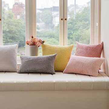 Home Brilliant Pink Pillow Covers 12x20 Decorations Plush Fluffy Faux Fur Throw Pillow Case Supersoft Oblong Cushion Cover for Teen Girls, 12 x 20 inch, Pink