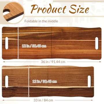 FoldTier Large Acacia Charcuterie Board with Handles 33 x 12 Inch Extra Large Wood Foldable Serving ...