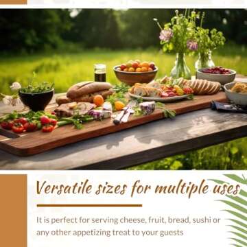 FoldTier Large Acacia Charcuterie Board with Handles 33 x 12 Inch Extra Large Wood Foldable Serving Tray Wood Rectangular Appetizers Cheese Food Meat Board for New Home Party Housewarming Gifts