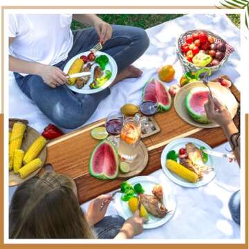 FoldTier Large Acacia Charcuterie Board with Handles 33 x 12 Inch Extra Large Wood Foldable Serving Tray Wood Rectangular Appetizers Cheese Food Meat Board for New Home Party Housewarming Gifts