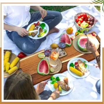 FoldTier Large Acacia Charcuterie Board with Handles 33 x 12 Inch Extra Large Wood Foldable Serving Tray Wood Rectangular Appetizers Cheese Food Meat Board for New Home Party Housewarming Gifts