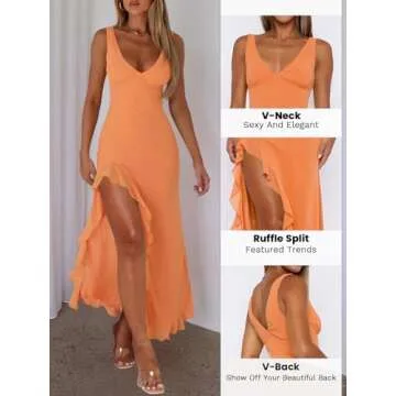 MIYIEONZ Sexy V Neck Mesh Ruffle Hem Bodycon Dress