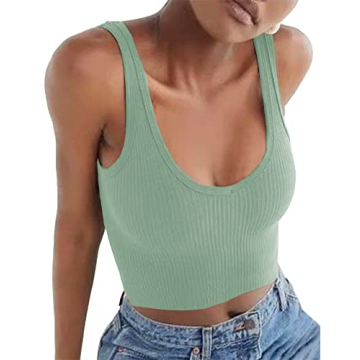 Artfish Women's Sleeveless Crop Top in Light Green
