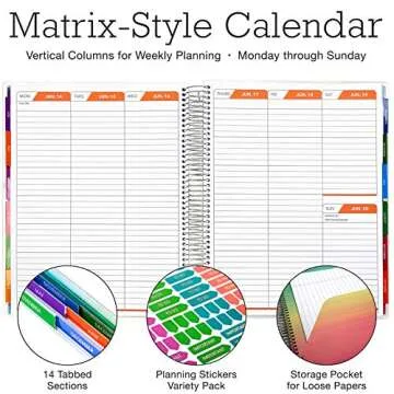 Deluxe 2021 Planner: 14 Months (Nov 2020 Through Dec 2021) 8.5"x11" Includes Page Tabs, Bookmark, Planning Stickers, Pocket Folder Daily Weekly Monthly Planner Yearly Agenda (Black Floral)