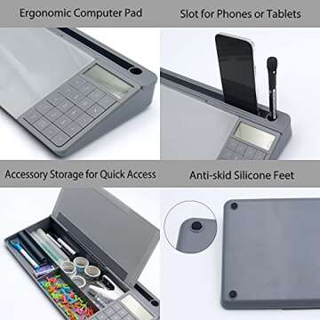 TOWON Desktop Glass Whiteboard with Organizer and Calculator