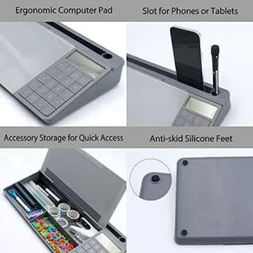 TOWON Desktop Glass Whiteboard with Organizer and Calculator