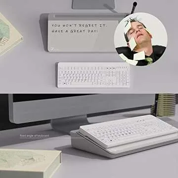 TOWON Desktop Glass Whiteboard with Organizer and Calculator