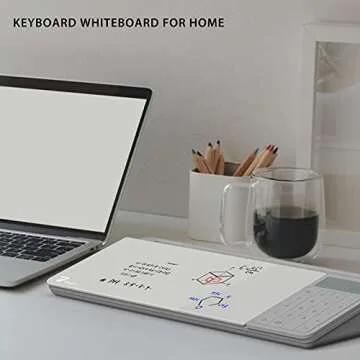 TOWON Desktop Glass Whiteboard with Organizer and Calculator