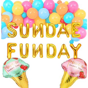 LaVenty Set of 23 Sundae Funday Balloons Banner Ice Cream Party Banner Summer Theme Party Decoration...