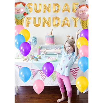 LaVenty Sundae Funday Balloons Banner for Celebrations